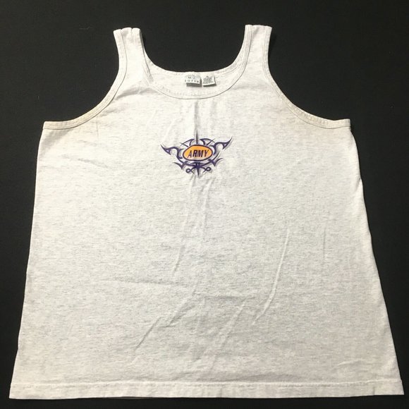 Vintage 90s Soffe United States Army graphic t-shirt tee Sz XL tank top gray - Picture 1 of 10